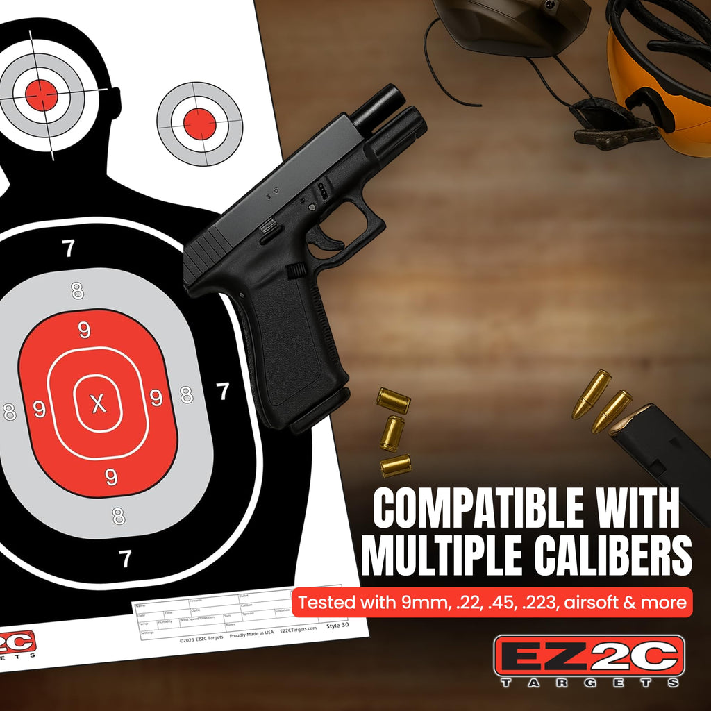 25 EZ2C 12"x18" Silhouette Shooting Target USA MADE Paper Range Targets (Peel-Off Pad of 25)