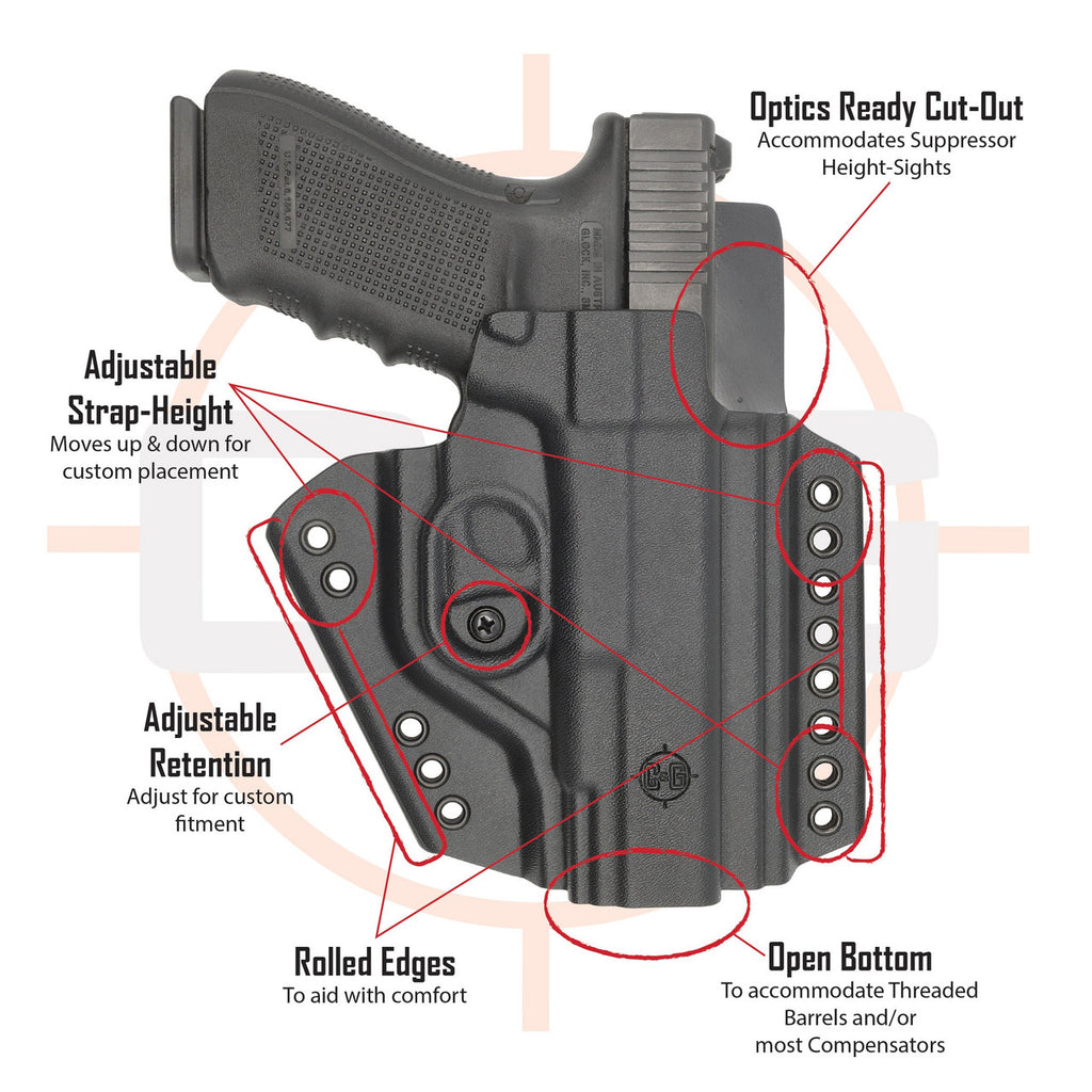GLOCK 20/21/29/30 | DENALI Chest Mounted Kydex Holster System | QUICKSHIP | C&G Holsters