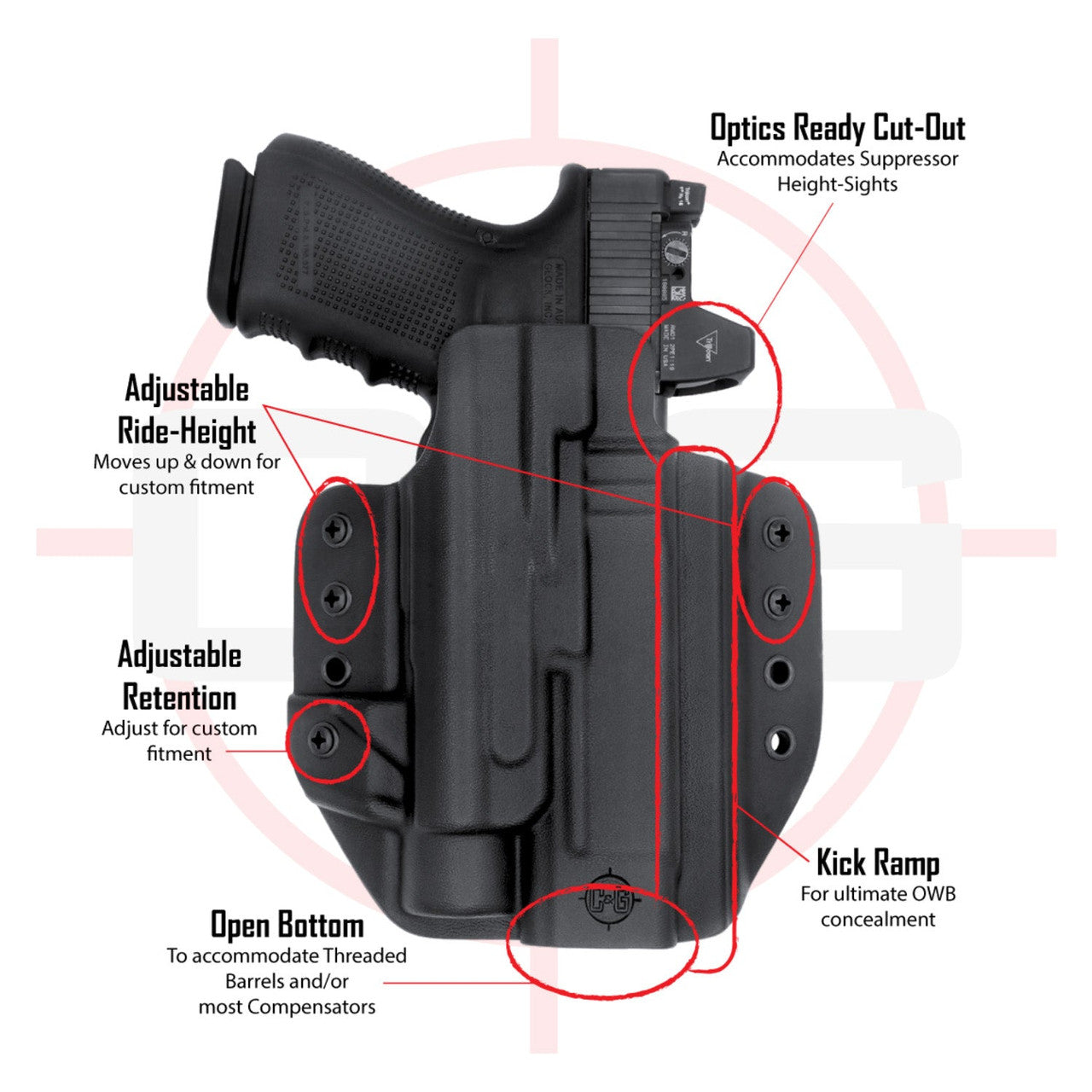 GLOCK 20/21 TLR-1/HL | OWB TACTICAL Kydex Holster | QUICKSHIP | C&G Holsters