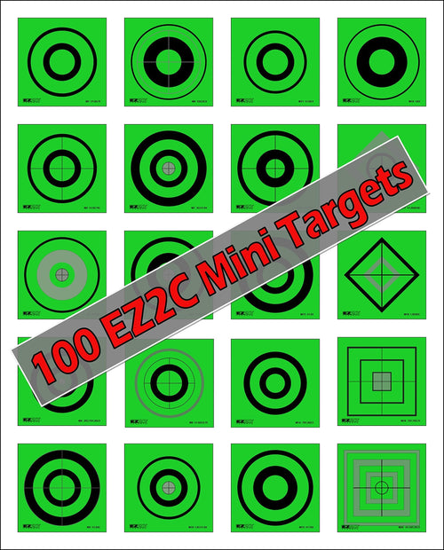 100 EZ2C Mini Shooting Targets, Bright Fluorescent Self-Adhesive 3.5" x 3.5" USA MADE (Pack of 100)