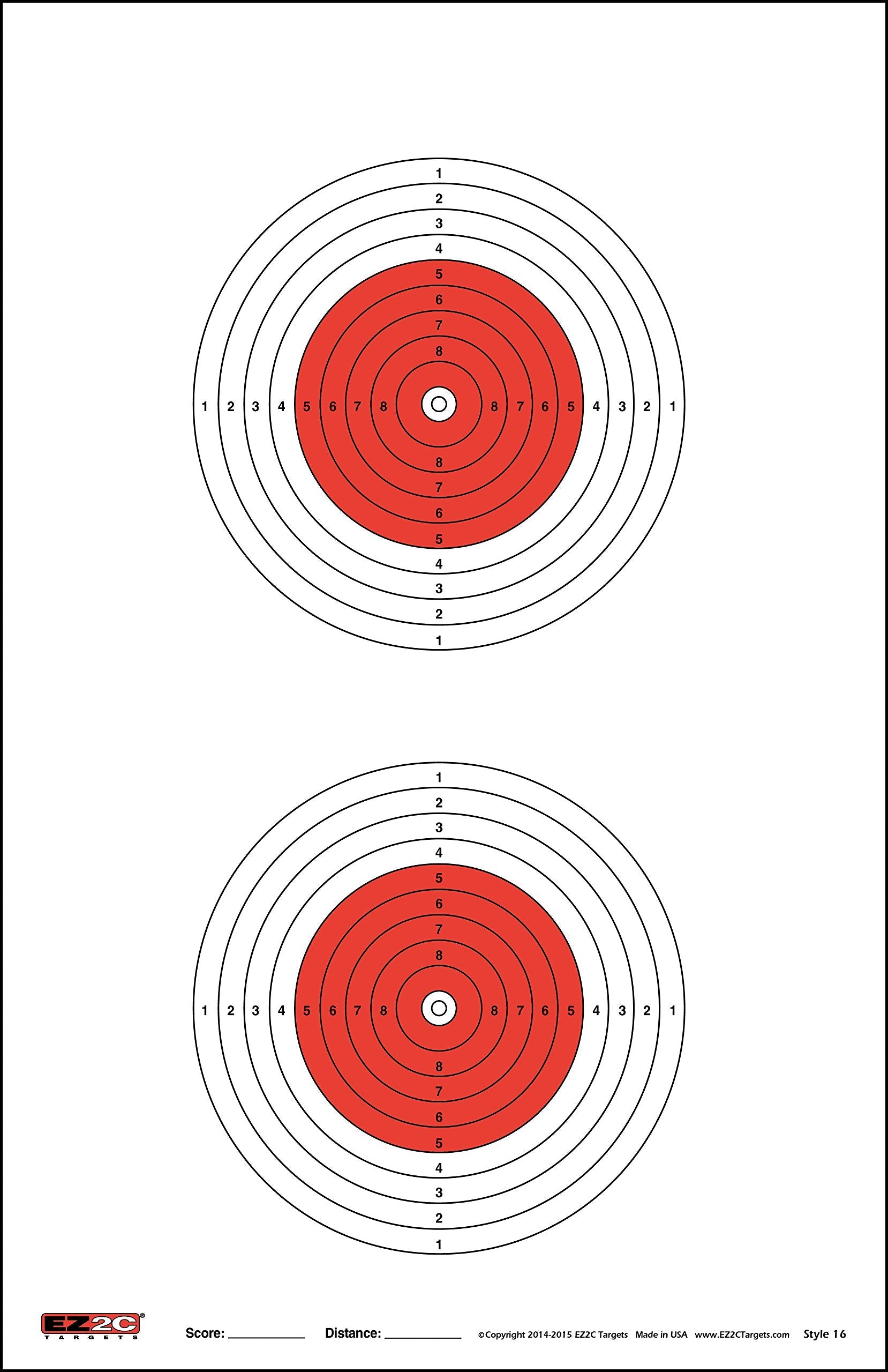 25 EZ2C Targets #16: 50-Meter Air Gun Shooting Paper Target 11"x17" (25 Count) USA MADE