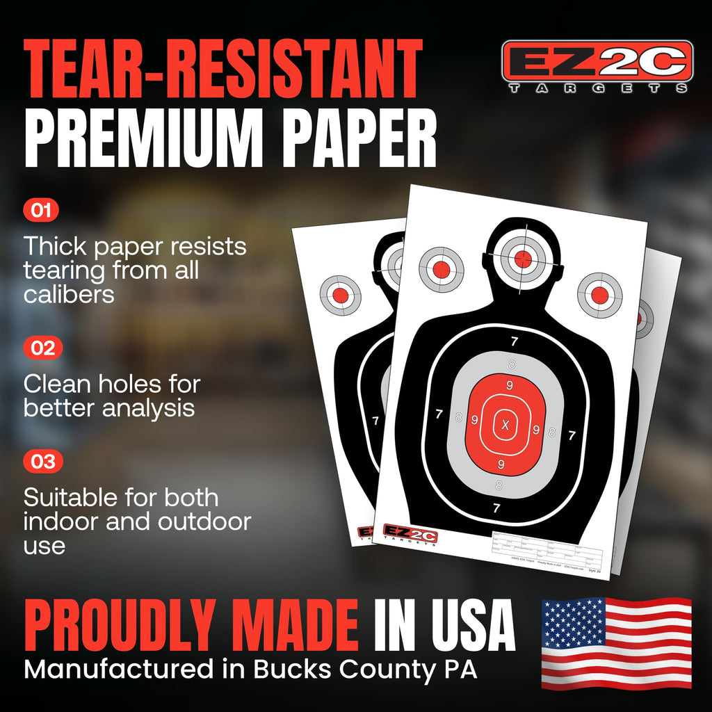 100 EZ2C 12"x18" Silhouette Shooting Target USA MADE Premium Targets for the Range, Gun Gifts (Peel-Off Pad 100)
